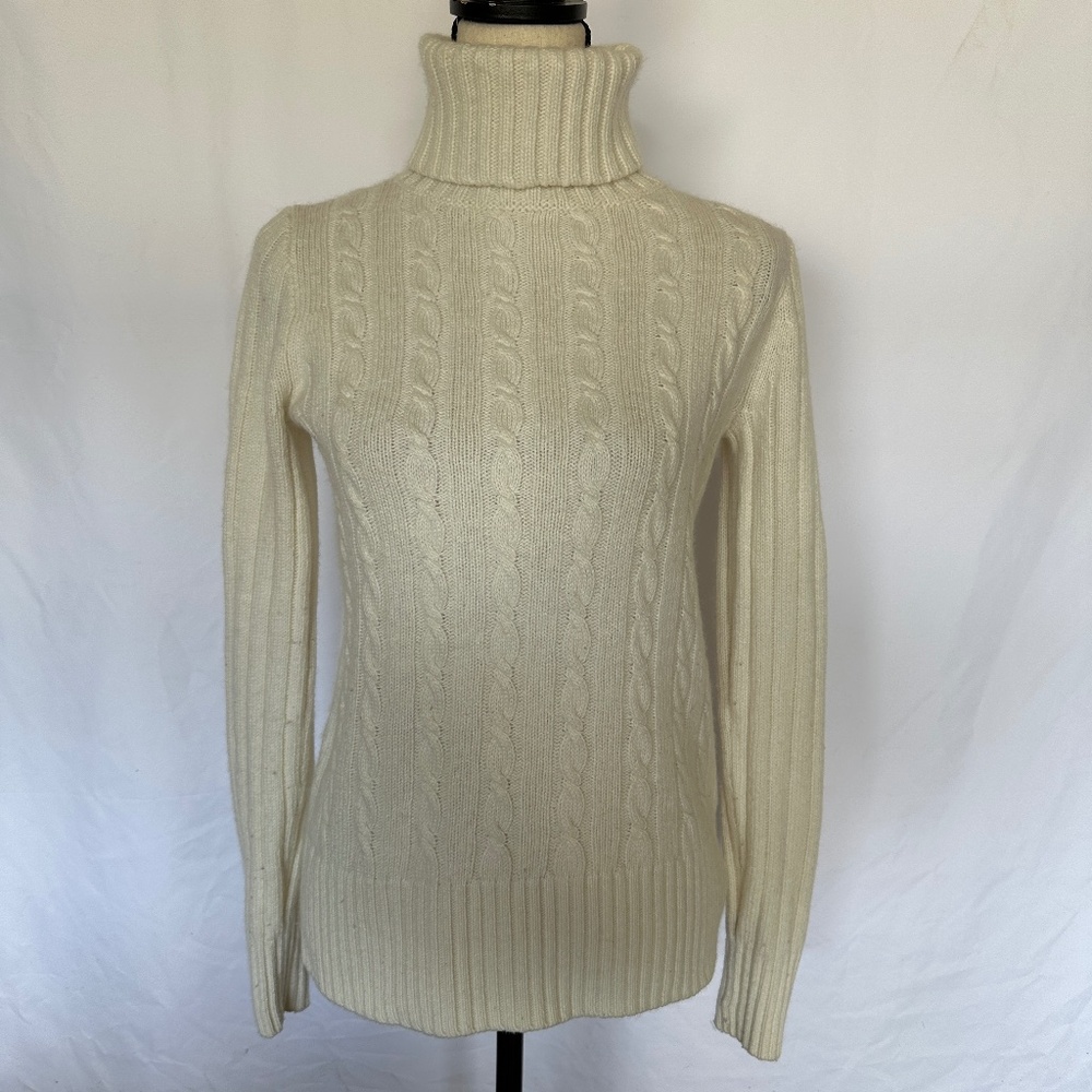 J.Crew Chunky Cable Wool Blend Turtle Neck Sweater Size XS